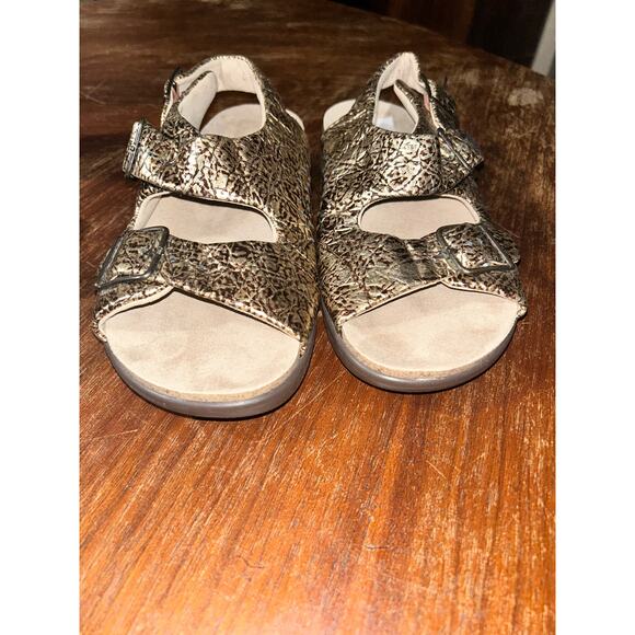 SAS Relaxed Walking Gold Bronze Double Strap & Buckle Tripad Comfort Sandals - Picture 5 of 10